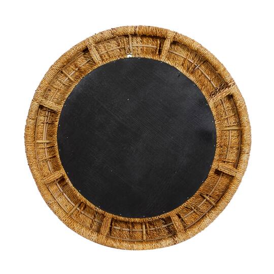35" Brown Coastal Rattan Wall Mirror